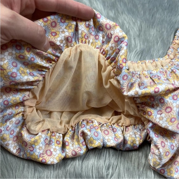 Zara Multicolored Floral Balloon Crop Top Size Medium - Picture 4 of 9